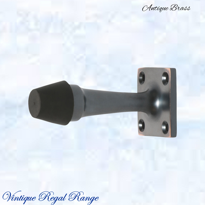 Antiqued Brass Art Deco rubber door stop -75mm long