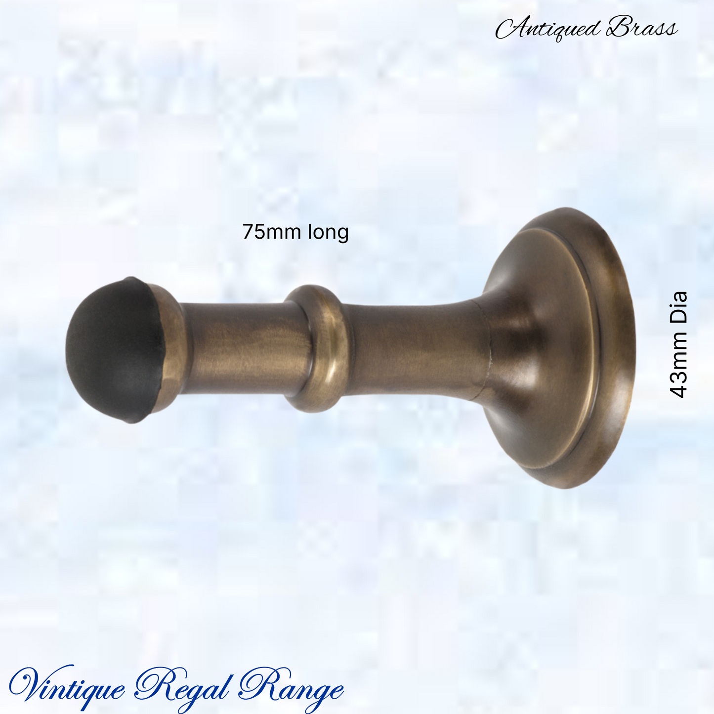 Antiqued Brass Classic rubber door stop 75mm Long