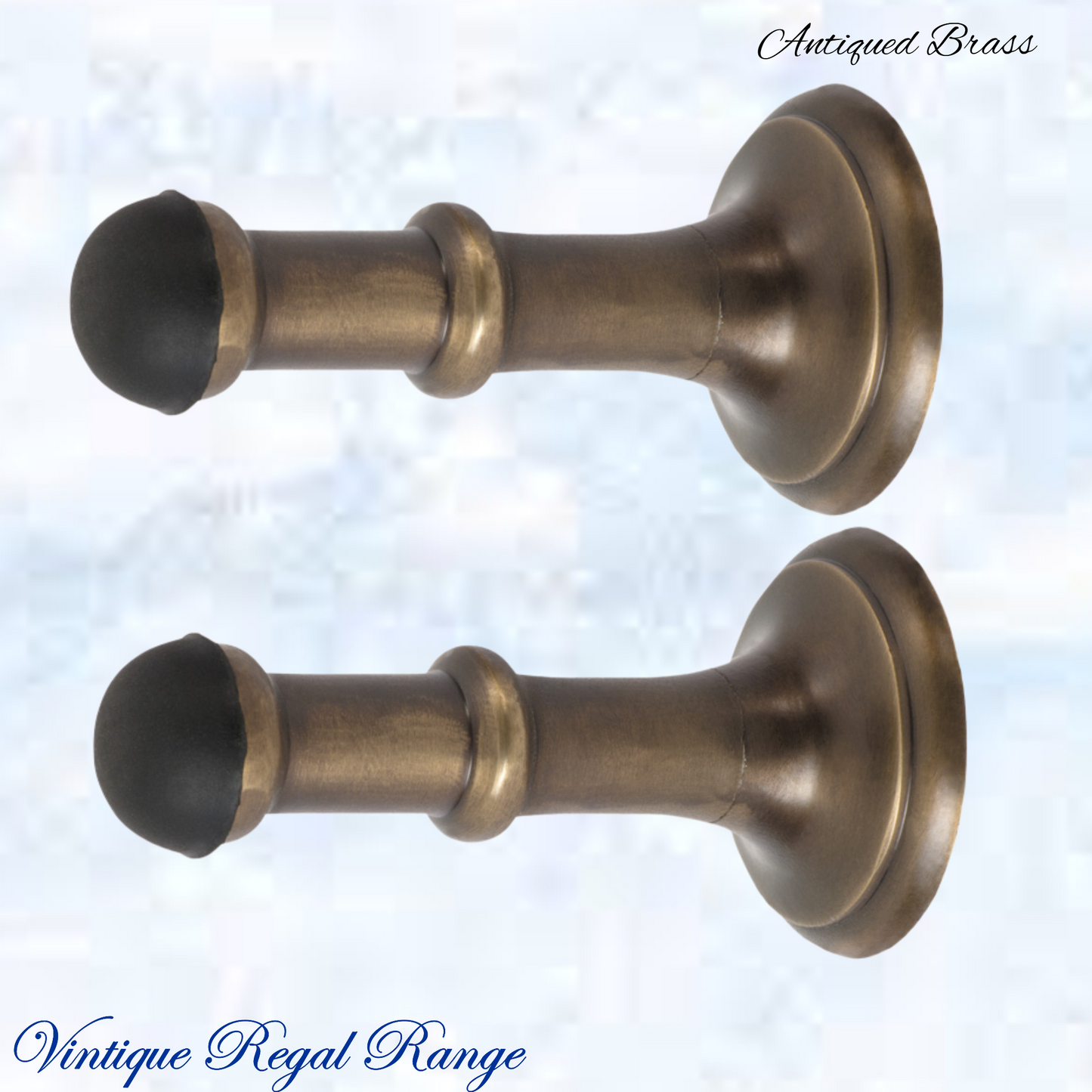Antiqued Brass Classic rubber door stop 75mm Long