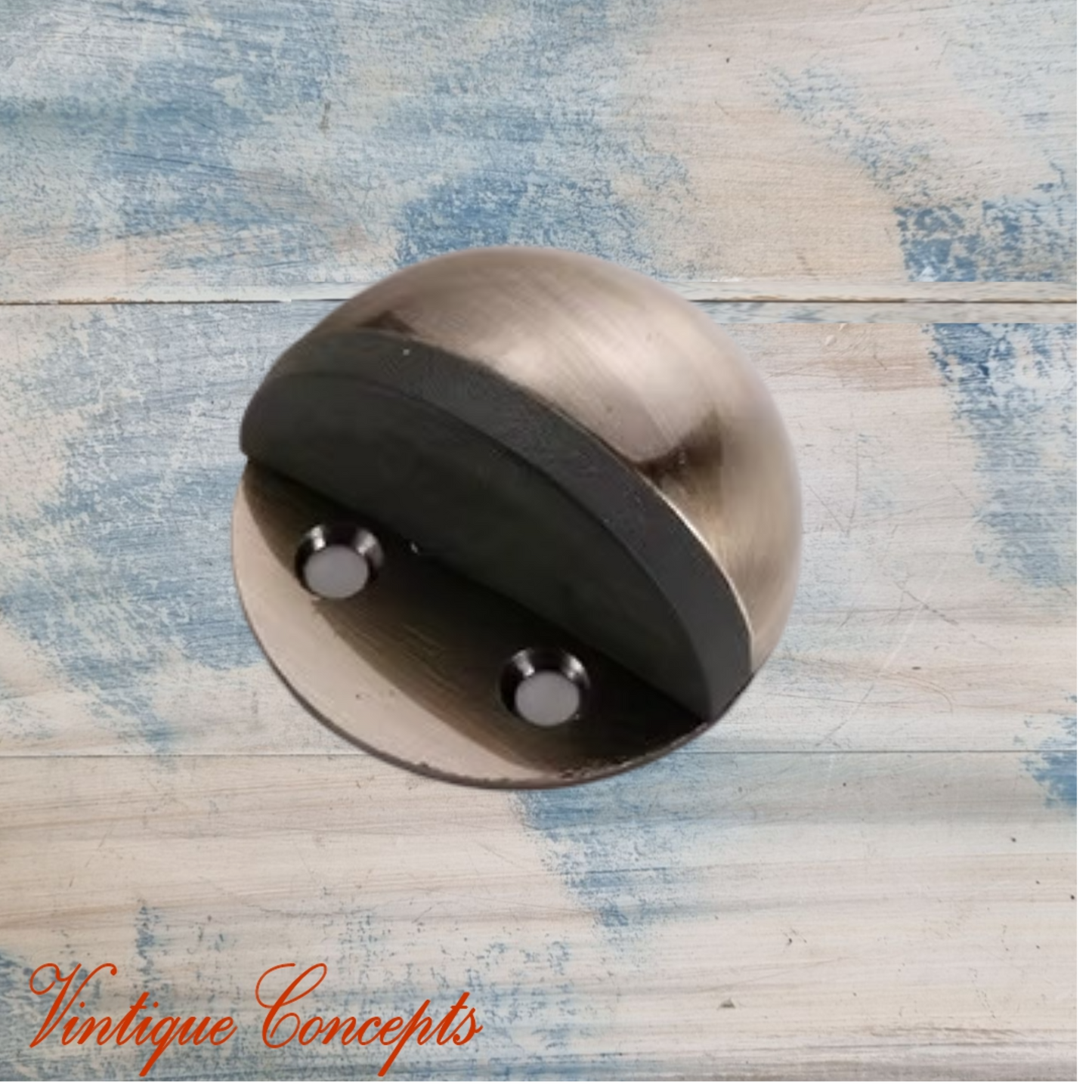 Bronze Stainless Steel Oval Floor Non-Magnetic Rubber Door Stop-NEW