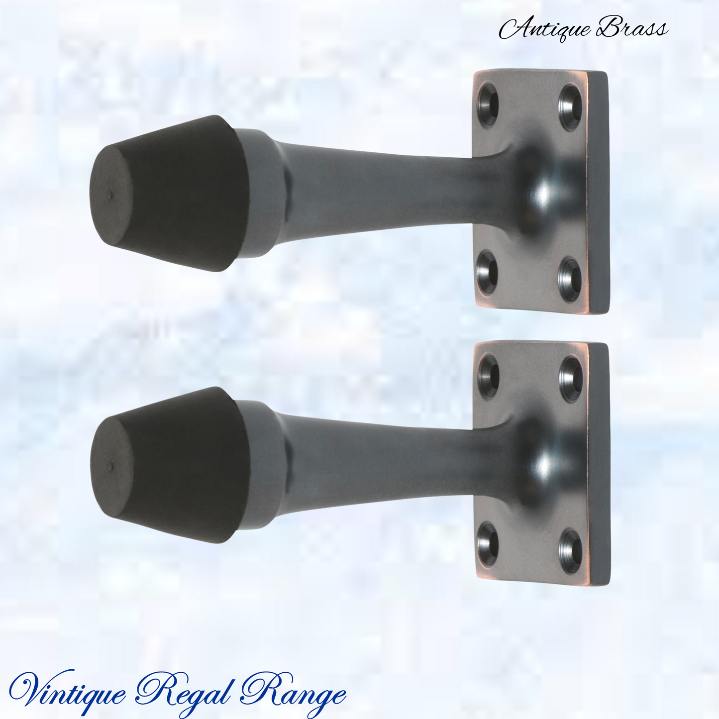 Antiqued Brass Art Deco rubber door stop -75mm long