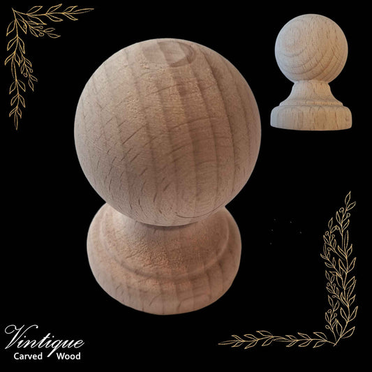 large Classic Ball Wood Finial 50mm dia x 65mm long
