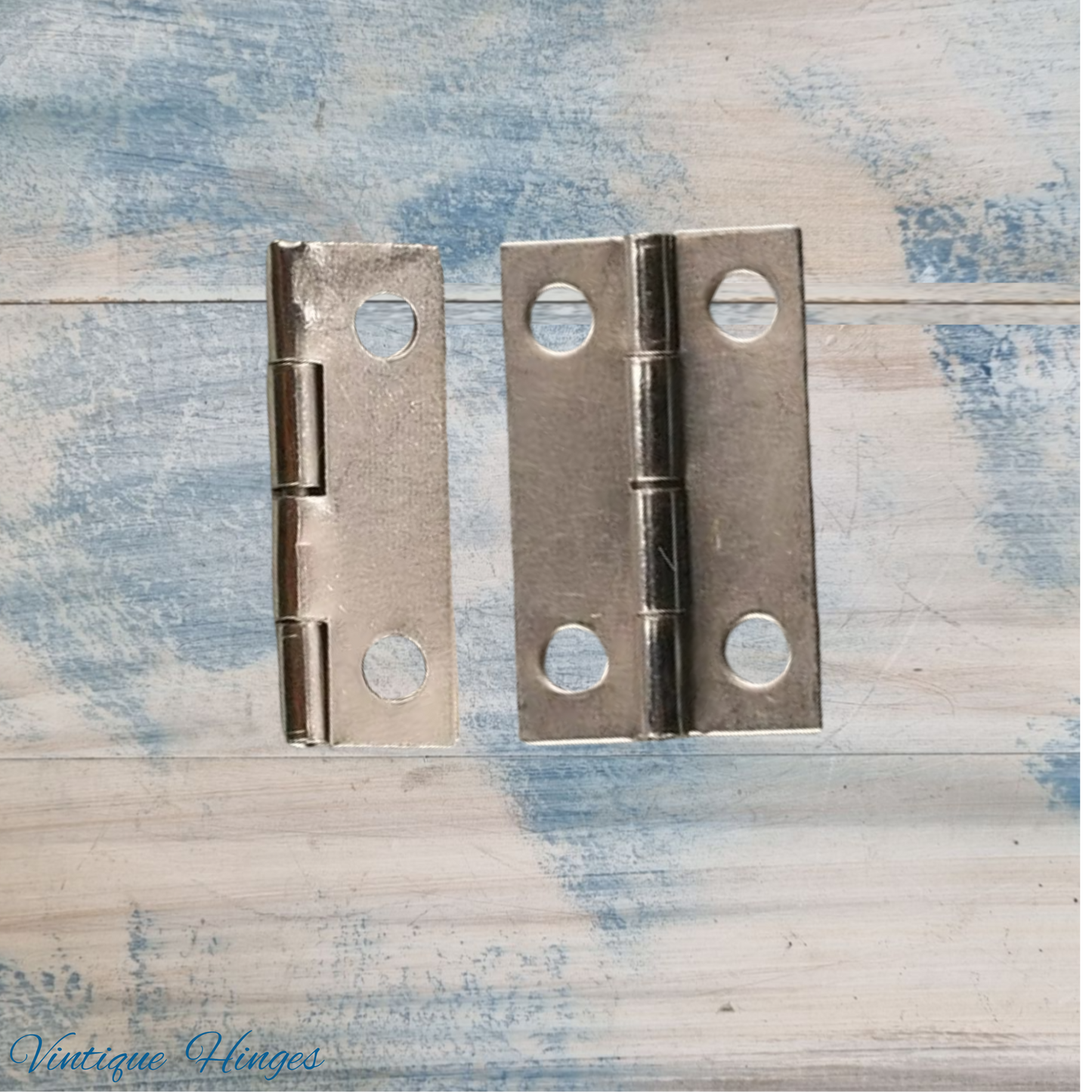 Small Silver finish Butt Hinge 25mm x 16mm - square Corner