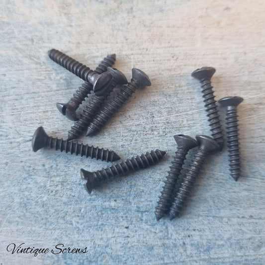 Domed slot head Solid Antiqued Brass wood screws 19mm 5 gauge