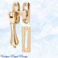 Polished brass Art-Deco window fastener 50mm x 85mm-Vintique Concepts