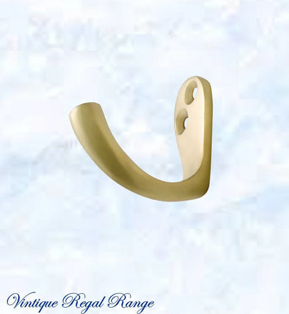 Polished Brass Small Single Prong Robe Hook 45 x 42mm - Vintique Concepts