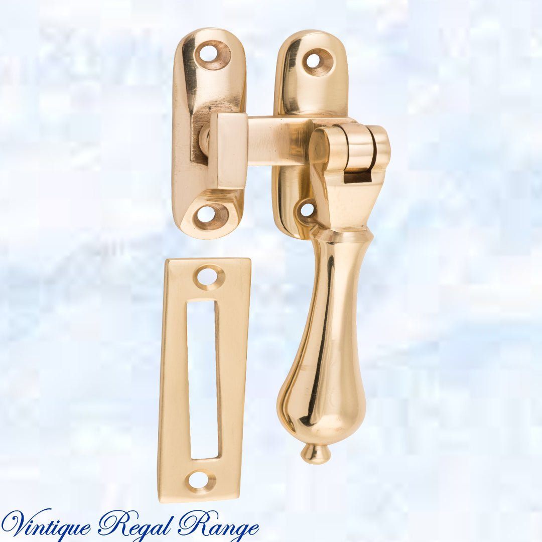 Polished brass teardrop windwo fastener 40 x 95mm-Vintique Concepts