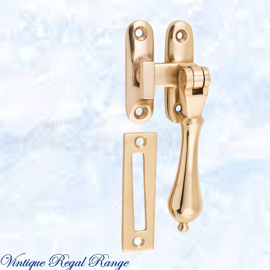 Polished brass teardrop windwo fastener 40 x 95mm-Vintique Concepts