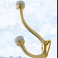 Polished Brass Victorian Coat & Hat Hook W/Porcelian 115mm x 75mm-Vintique Concepts