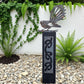 Corten Pīwakawaka (NZ fantail)on Black stained Post-Garden Art-Vintique Concepts