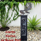 Corten Pīwakawaka (NZ fantail)on Black stained Post-Garden Art-Vintique Concepts