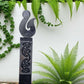 Corten NZ Hei Matau (Hook) on Black stained Post- Garden Art-Vintique Concepts