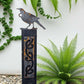 Corten Tui (NZ Song Bird) on Black stained Post-Garden Art-Vintique Concepts