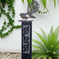 Corten Pīwakawaka (NZ fantail)on Black stained Post-Garden Art-Vintique Concepts
