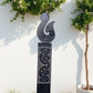 Corten NZ Hei Matau (Hook) on Black stained Post- Garden Art-Vintique Concepts