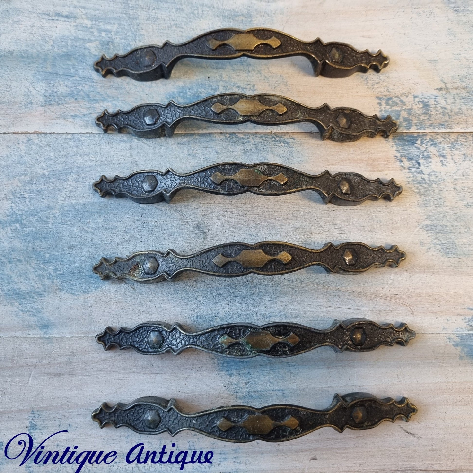 preloved Antique pull drawer handle 137mm long (set of 6) recycled-Vintique Concepts