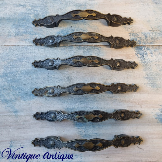 preloved Antique pull drawer handle 137mm long (set of 6) recycled-Vintique Concepts