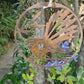 Hanging Rusty Metal Fantail Bird Decor in Circle - 180mm Diameter