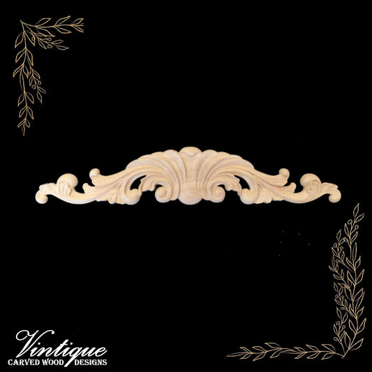 Prince George's Plume Centre Wooden Applique 30cm x 6cm-Vintique Concepts
