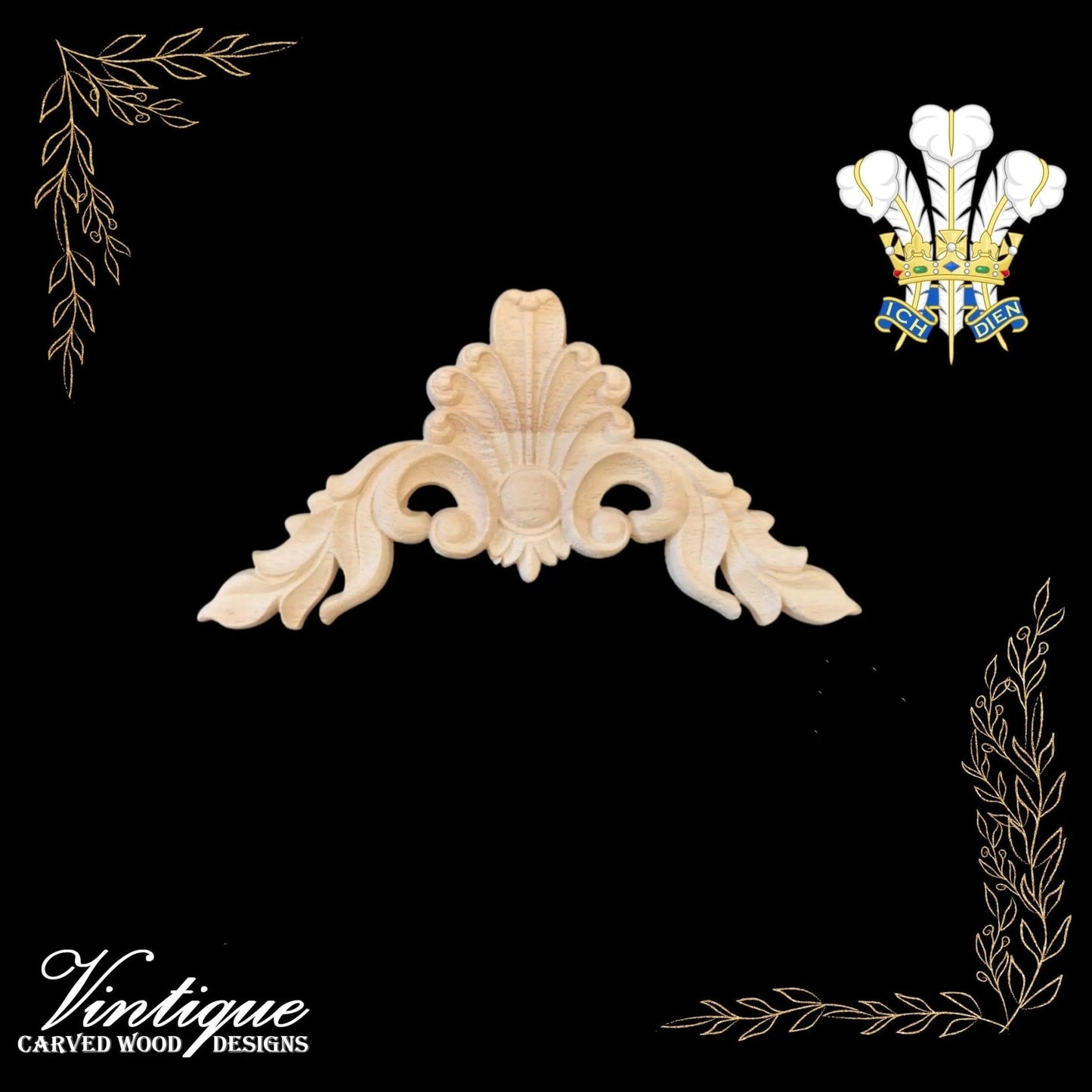 Prince's Plume Furniture wood applique Onlay  15cm x 15cm-Vintique Concepts