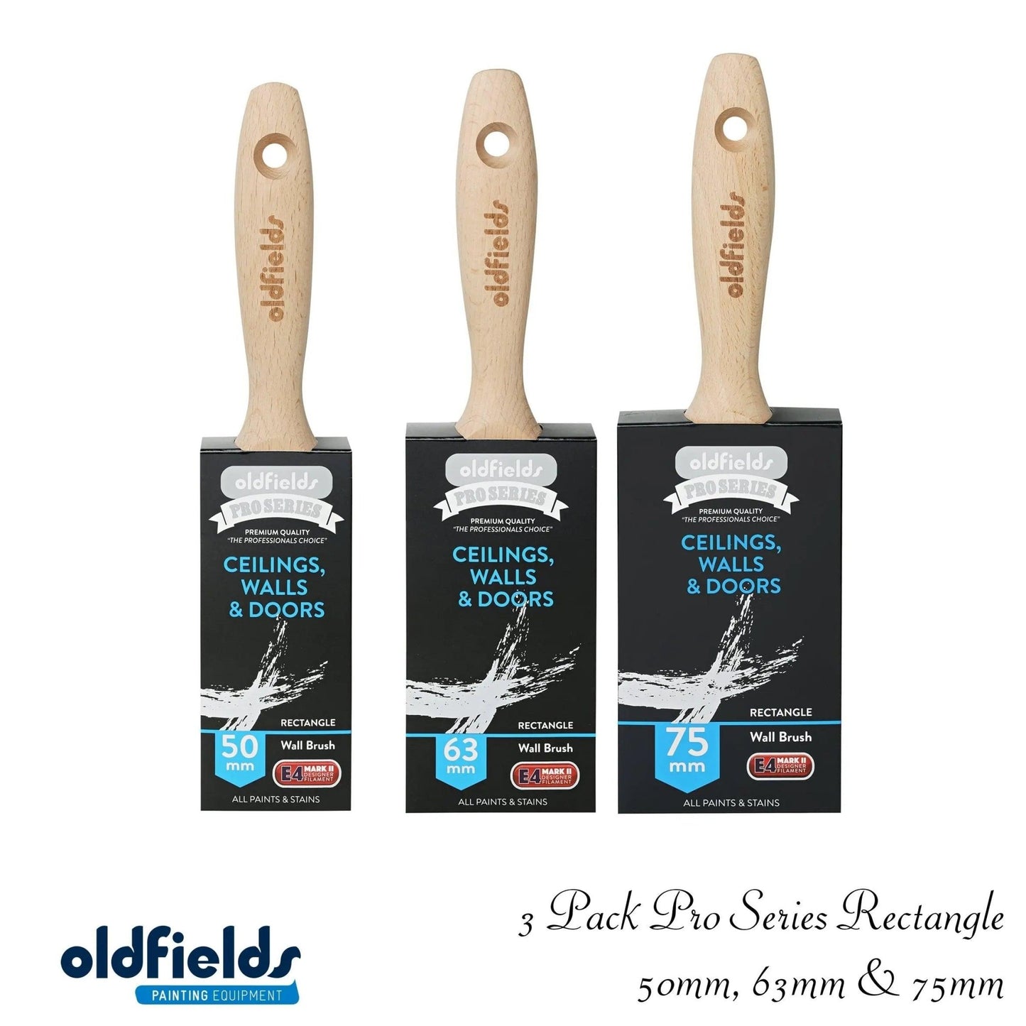 Pro Series Rectangle Wall Paint Brushes from Oldfields (Various sizes)-Vintique Concepts