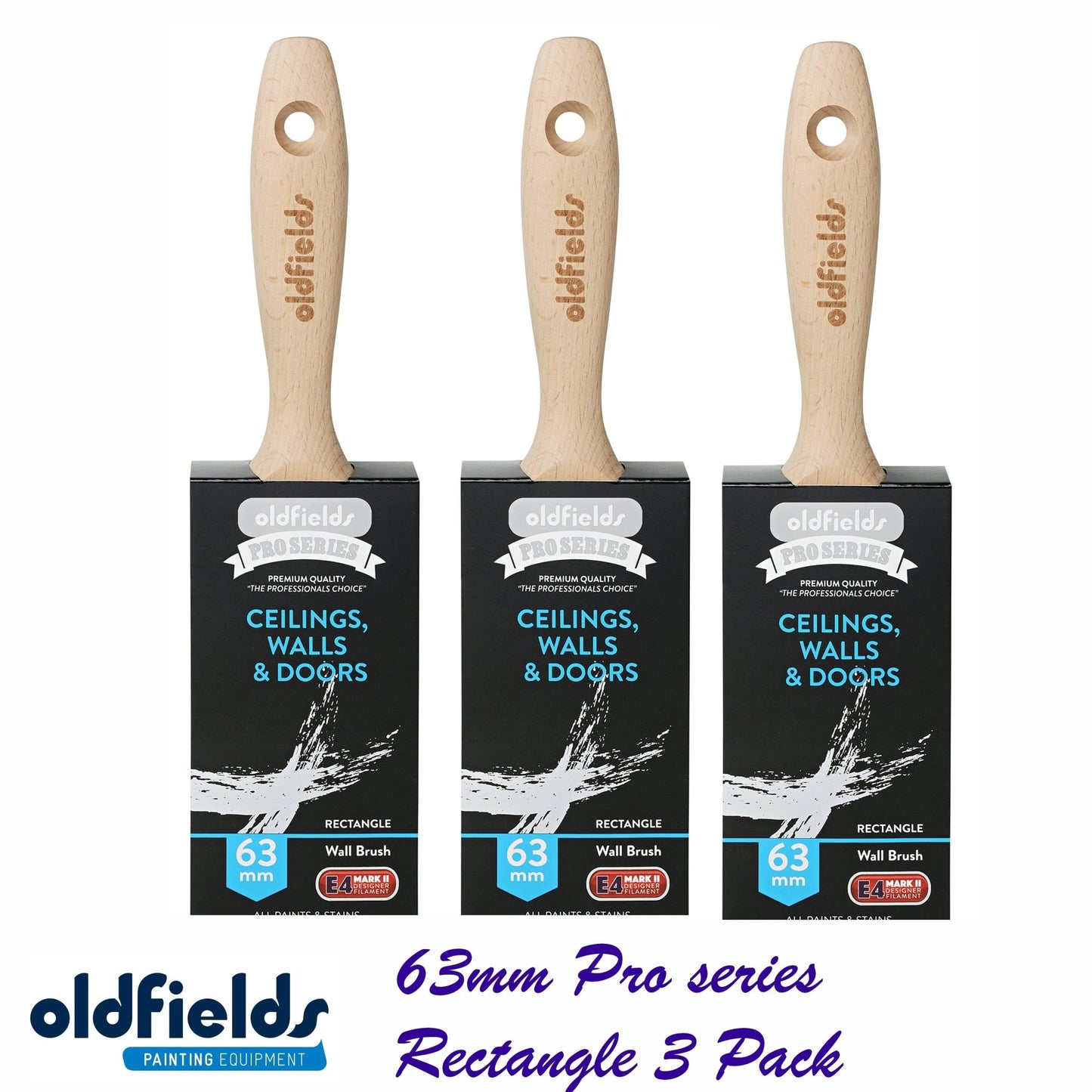 Pro Series Rectangle Wall Paint Brushes from Oldfields (Various sizes)-Vintique Concepts