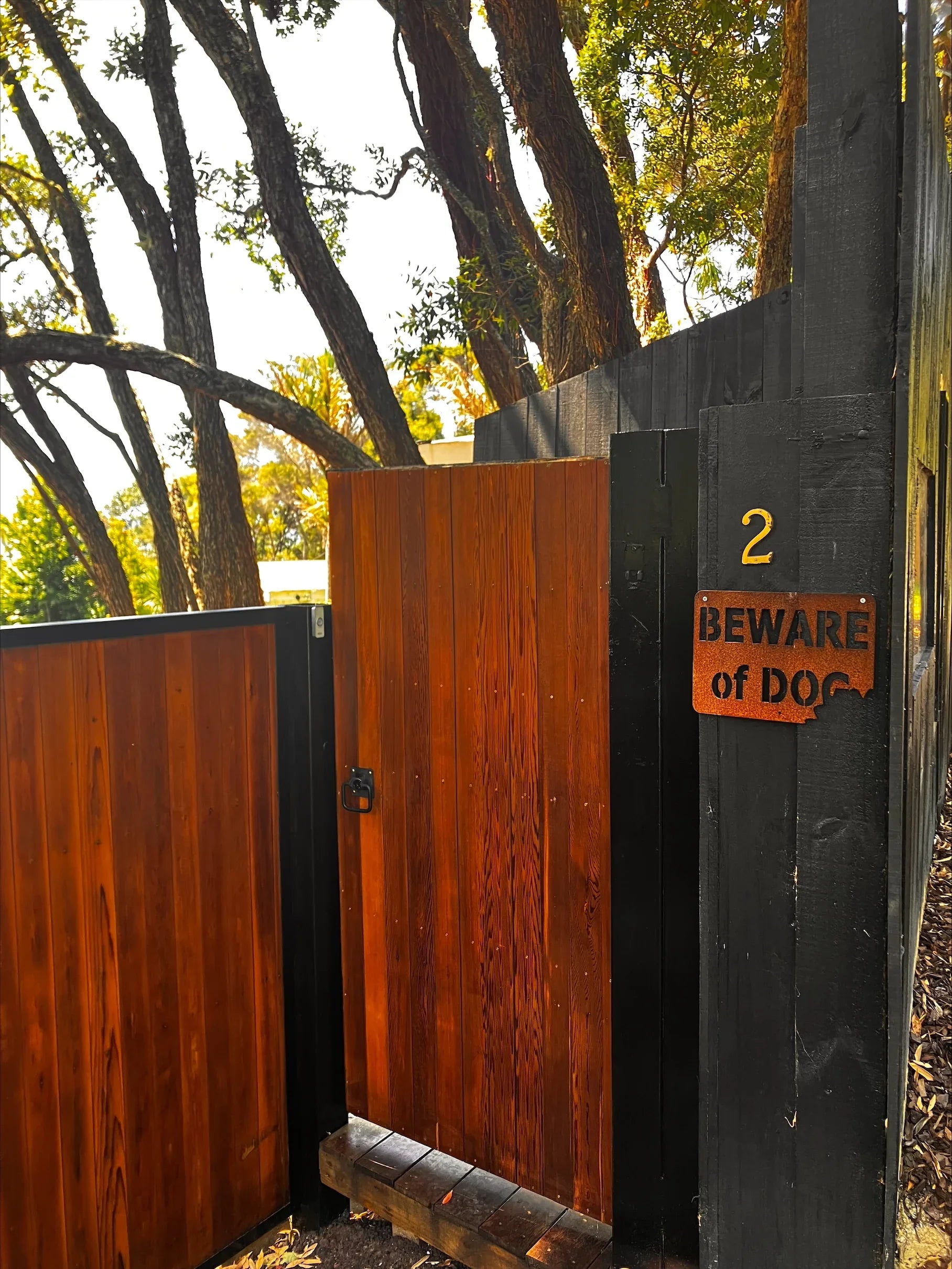 BEWARE OF DOG-With BITEMARK -Corten Rusty metal art 340mm x 240mm - Vintique Concepts