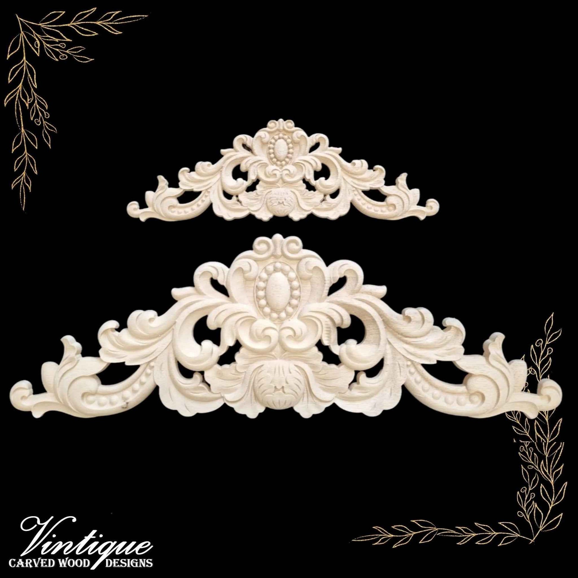 Queen Anne Centre Wooden Applique 50cm x 18cm