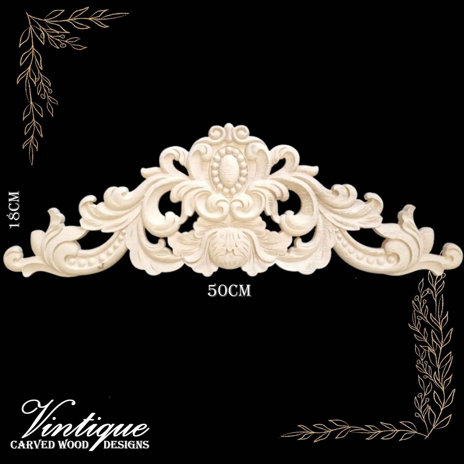 Queen Anne Centre Wooden Applique 50cm x 18cm
