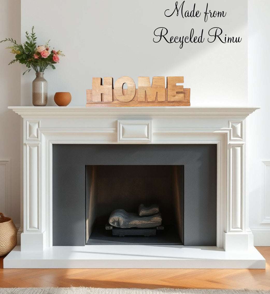 3D Carved wooden recycled Rimu Word sign HOME 420 x 120mm-Vintique Concepts