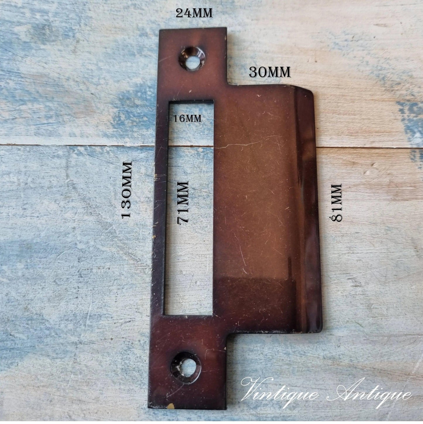 Red Bronze Black Door strike Plate 130mm x 54mm (recycled)-Vintique Concepts