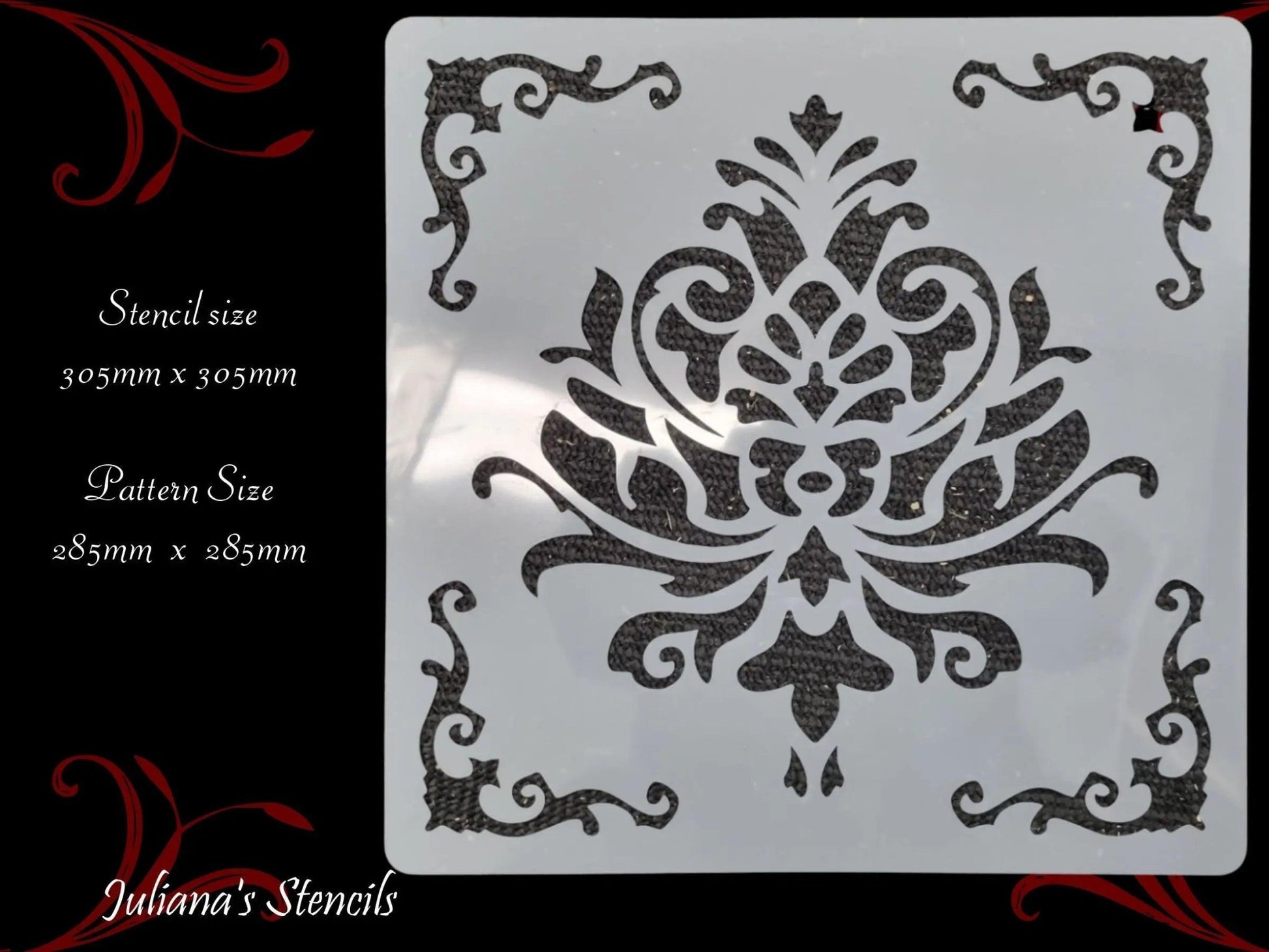 Regal Danmask Pattern Vintage furniture paint stencil 305mm x 305mm-Vintique Concepts