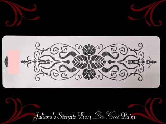Regal Ornamental border vintage furniture paint stencil 152mm x 457mm (114mm high)-Vintique Concepts