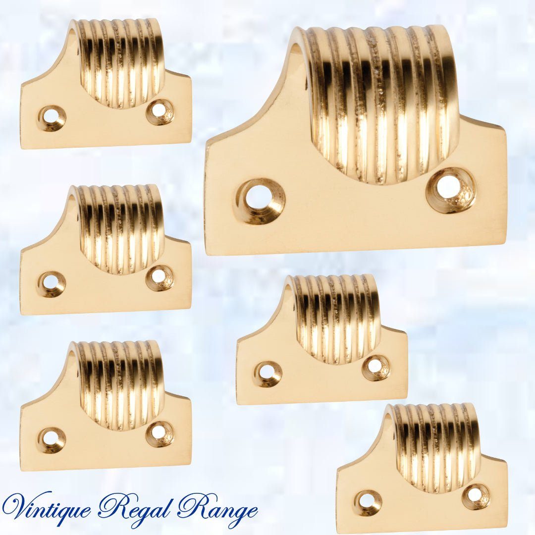 Regal Polished Brass Fluted sash window lift 44mm x 40mm-Vintique Concepts