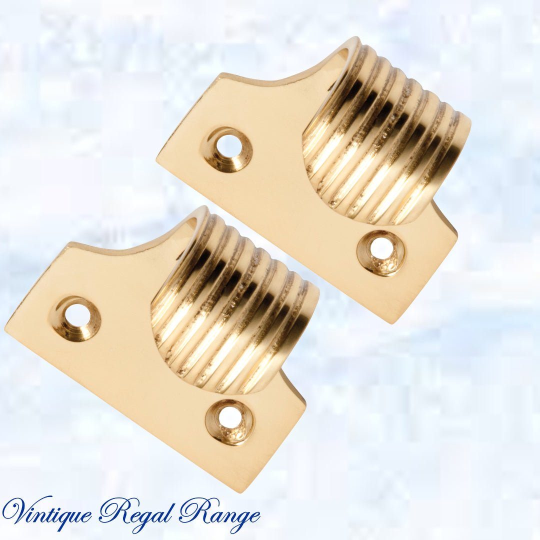 Regal Polished Brass Fluted sash window lift 44mm x 40mm-Vintique Concepts