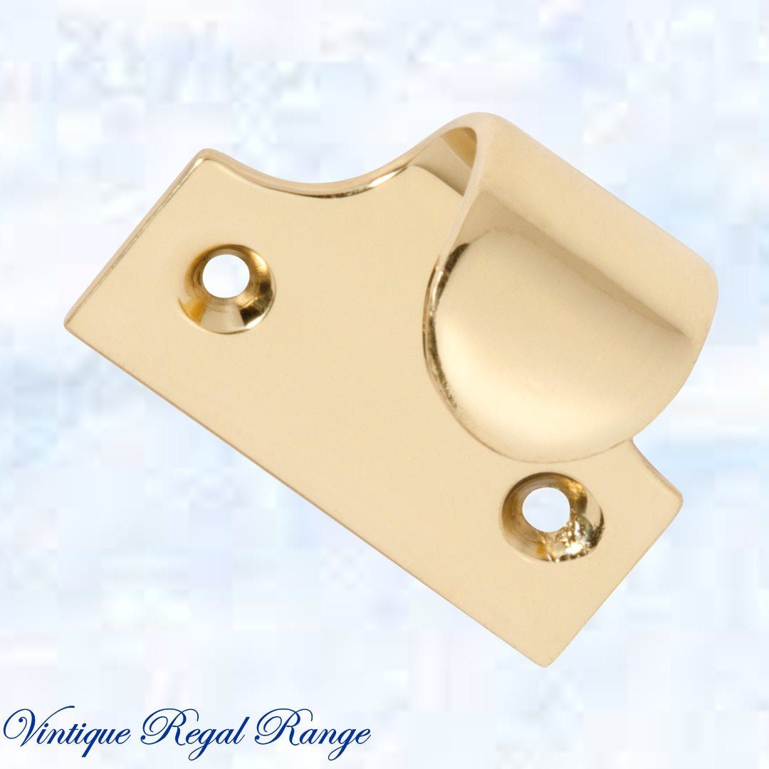 Regal Polished Brass Traditional sash window lift 49mm x 40mm-Vintique Concepts