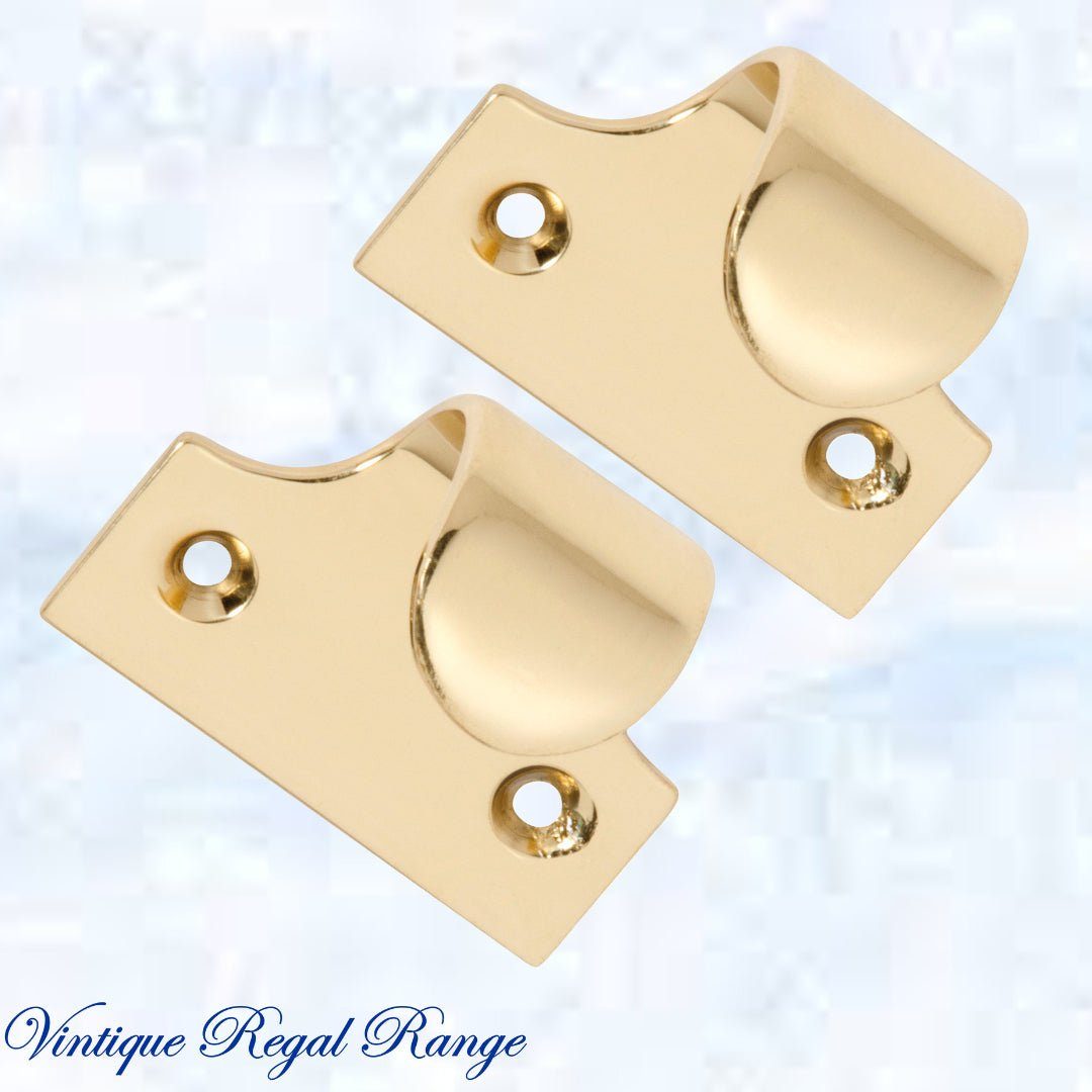 Regal Polished Brass Traditional sash window lift 49mm x 40mm-Vintique Concepts