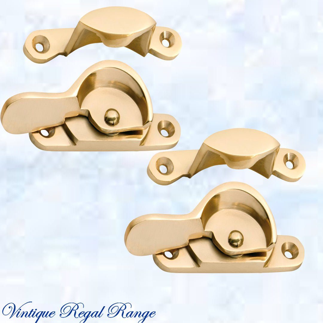 Regal Polished  Narrow Sash Window Fastener 64 x 11x 15mm-Vintique Concepts