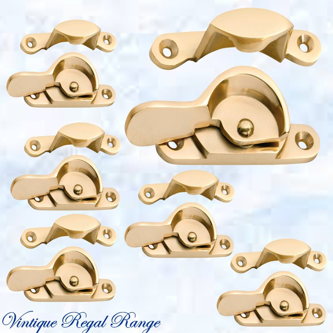 Regal Polished  Narrow Sash Window Fastener 64 x 11x 15mm-Vintique Concepts