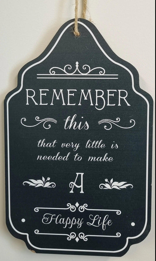 Remember This-A happy life -Wood sign 15cm x 30cm-Vintique Concepts