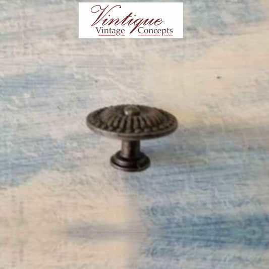 Ribbed Vintage Bronze Furniture Knob 24mm diameter