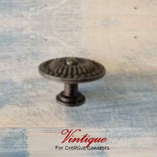 Ribbed Vintage Bronze Furniture Knob 30mm diameter