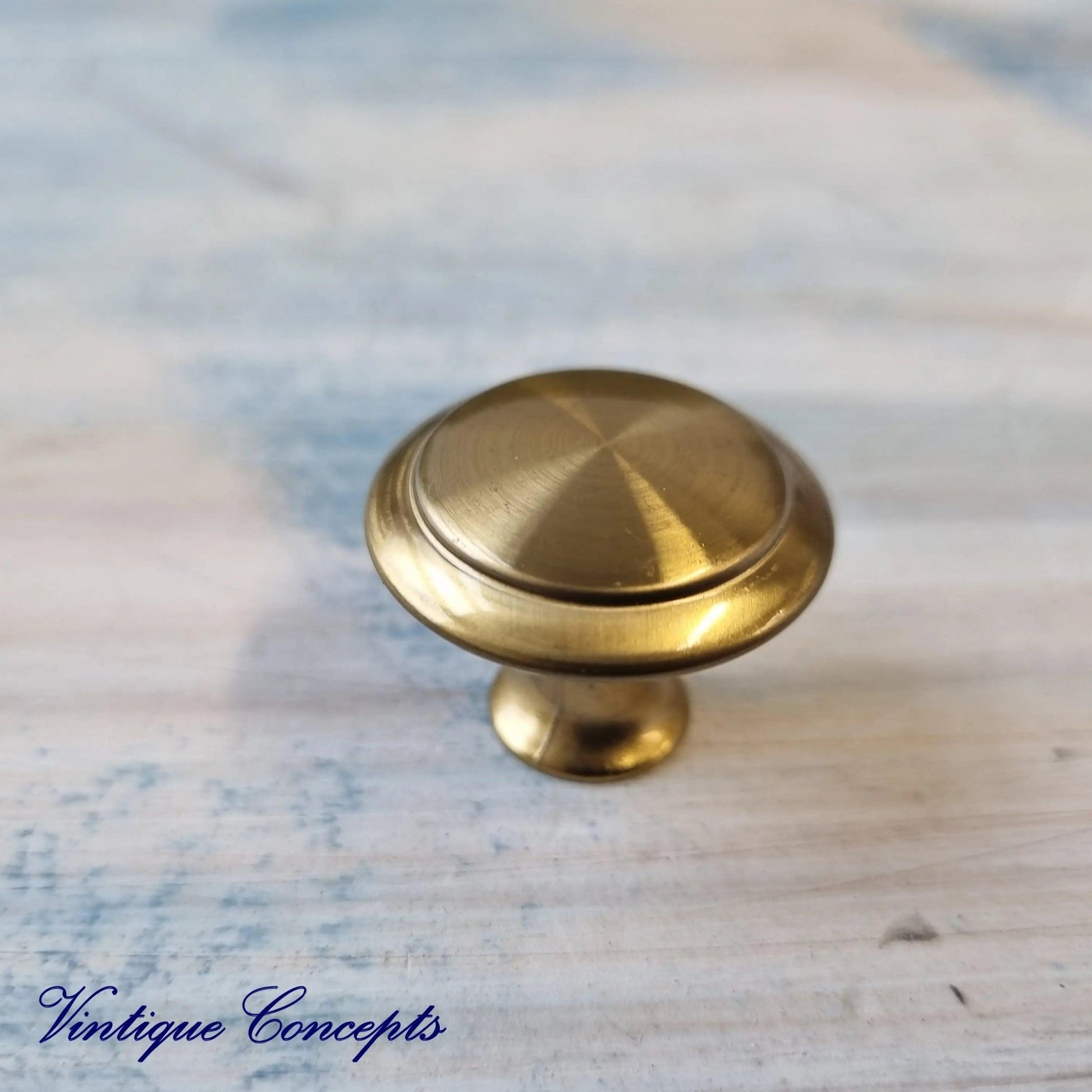 Rimmed Alloy Brushed Gold 28mm Drawer or Cabinet Knob-Vintique Concepts