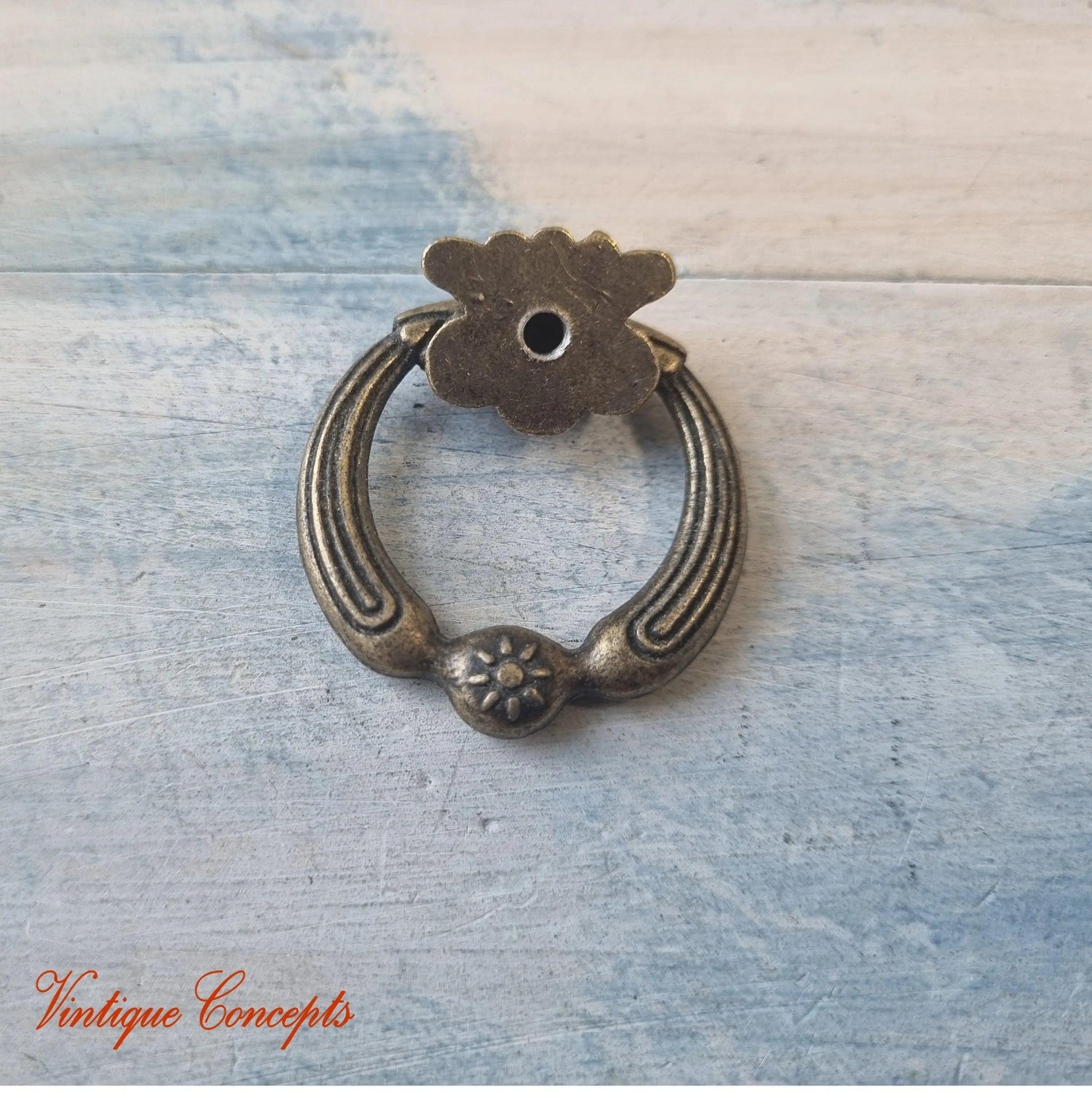 Ring Pull  drawer handle Antique Gold 38mm x 41mm-Vintique Concepts