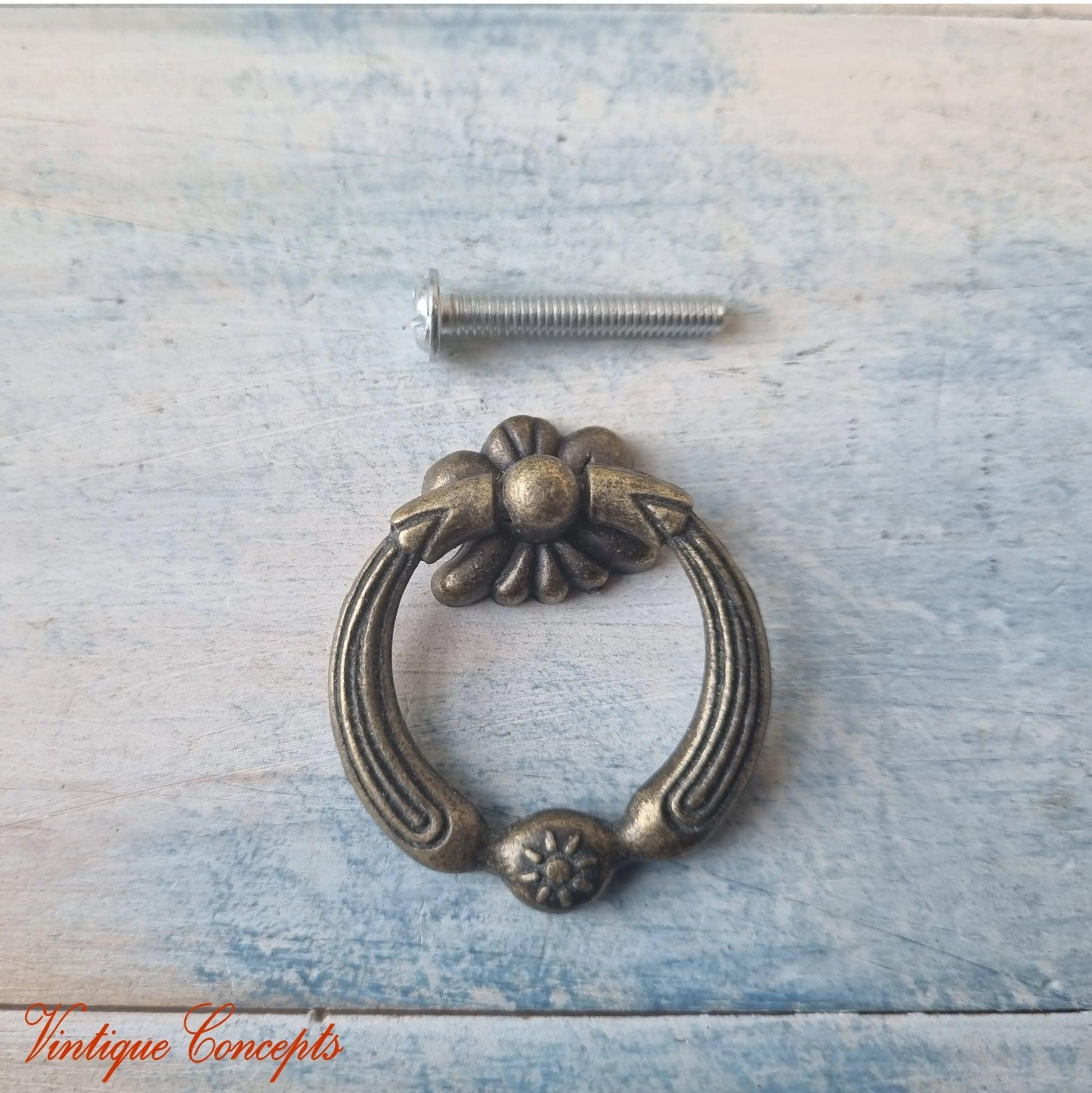 Ring Pull  drawer handle Antique Gold 38mm x 41mm-Vintique Concepts