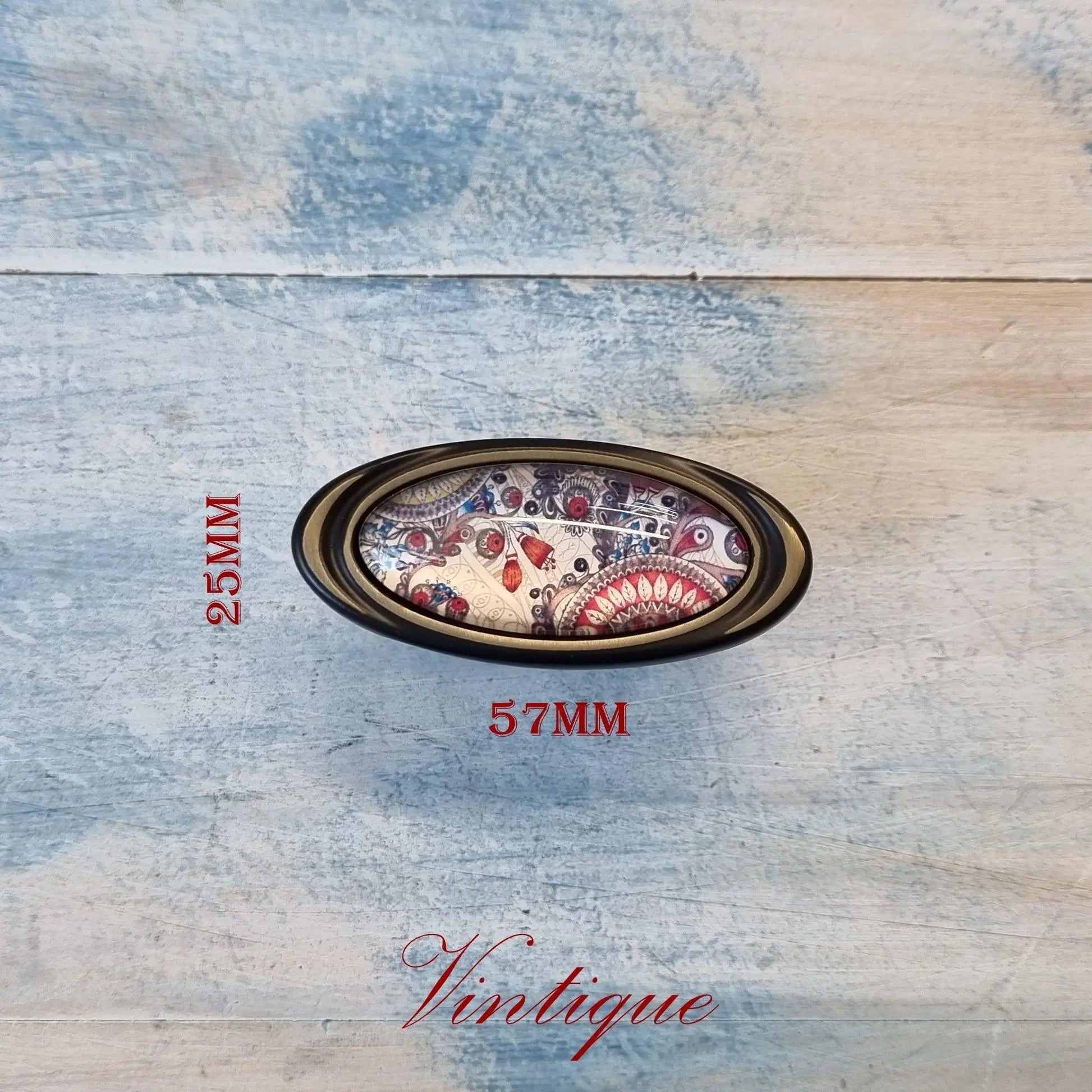 Roma Series Paisley Pattern Black Heavy Duty cabinet Knob 57mm-Vintique Concepts