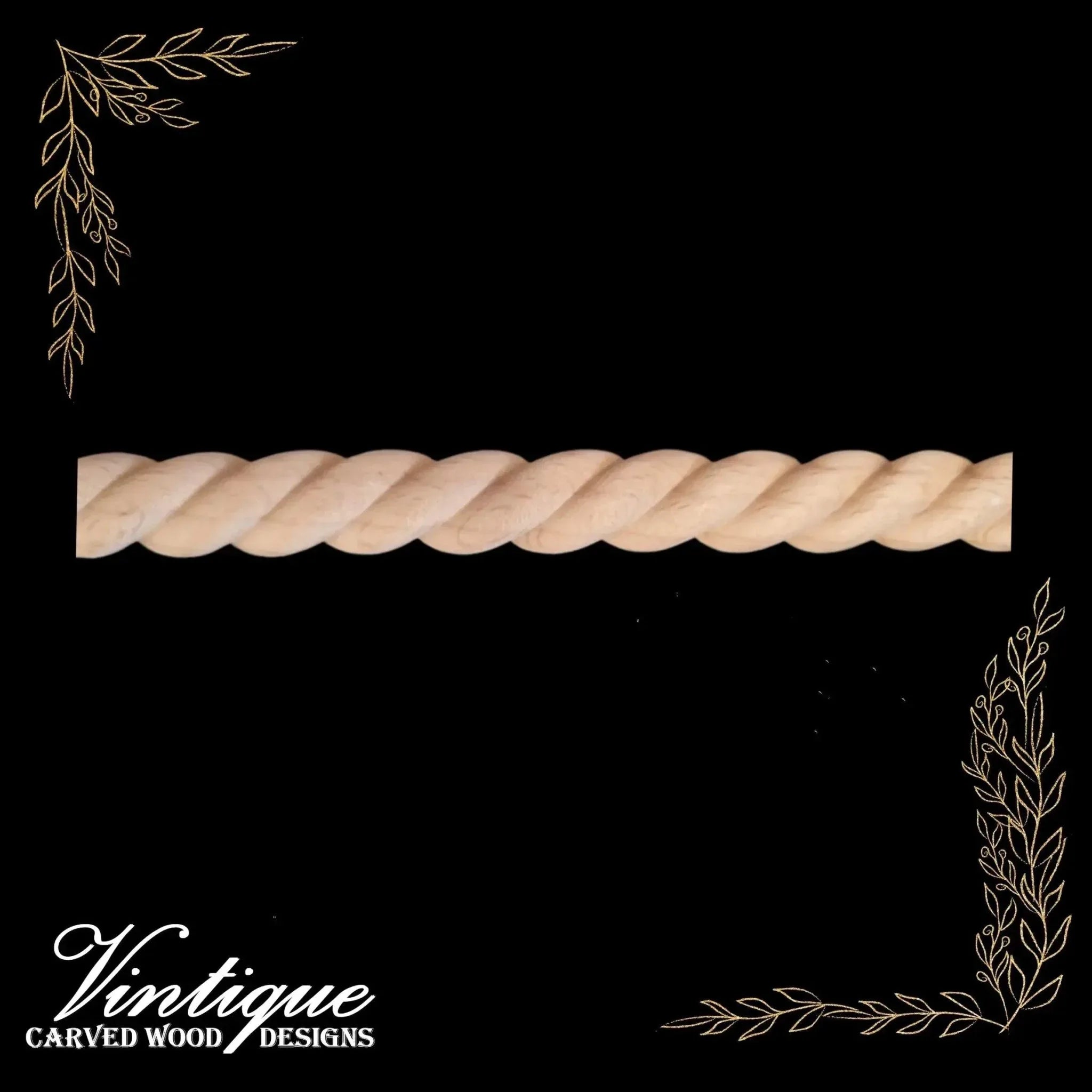 ROPE design Wood border furniture trim / edging moulding 14mm wide ...