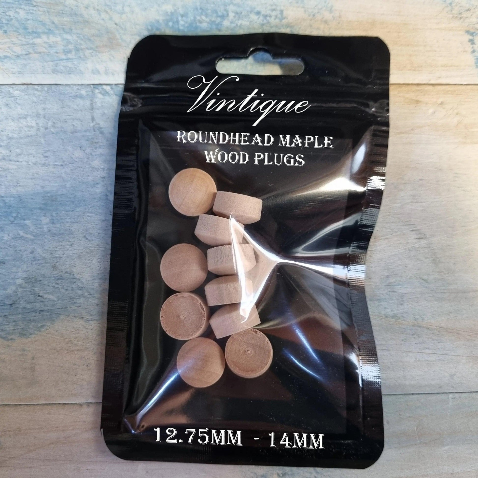 Roundhead Tappered Wood Plugs -Maple 9.5mm, 12.5mm & 19mm-Vintique Concepts