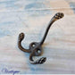 Rustic Aged Bronze 3 Prong Coat Hook 85mm x 60mm-Vintique Concepts