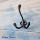 Rustic Black 3 Prong Coat Hook 85mm x 30mm-Vintique Concepts